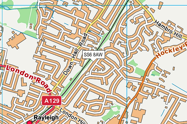 SS6 8AW map - OS VectorMap District (Ordnance Survey)