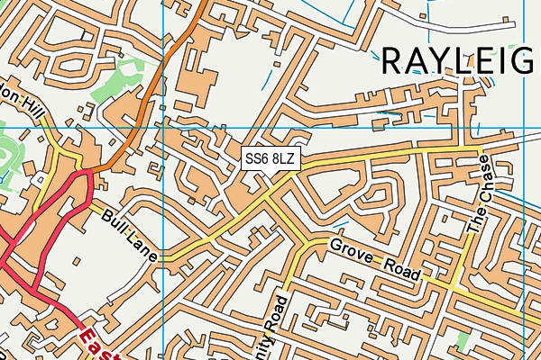 SS6 8LZ map - OS VectorMap District (Ordnance Survey)