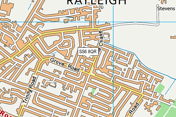 SS6 8QR map - OS VectorMap District (Ordnance Survey)