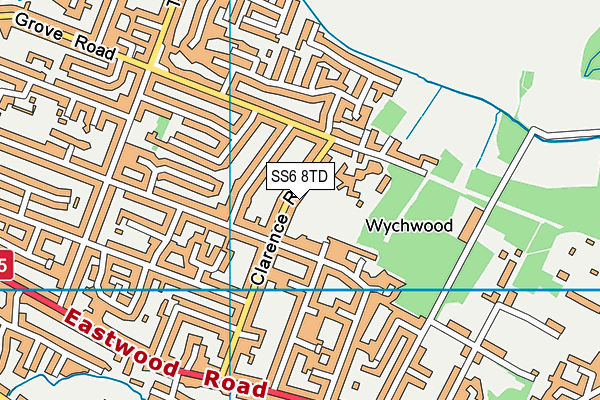 SS6 8TD map - OS VectorMap District (Ordnance Survey)