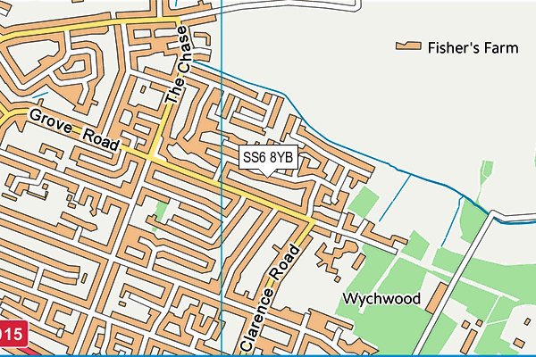 SS6 8YB map - OS VectorMap District (Ordnance Survey)