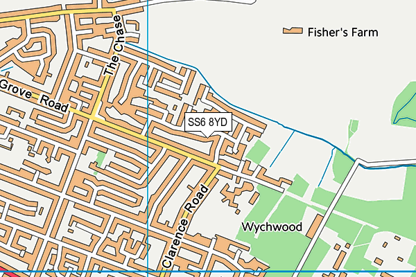 SS6 8YD map - OS VectorMap District (Ordnance Survey)