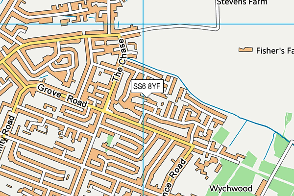 SS6 8YF map - OS VectorMap District (Ordnance Survey)