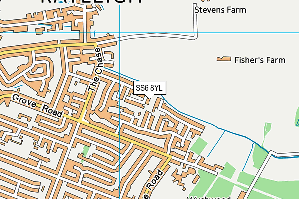 SS6 8YL map - OS VectorMap District (Ordnance Survey)