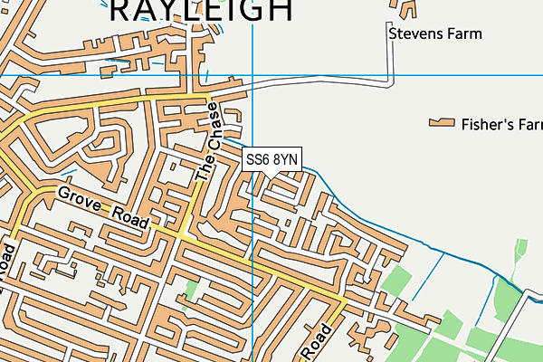 SS6 8YN map - OS VectorMap District (Ordnance Survey)
