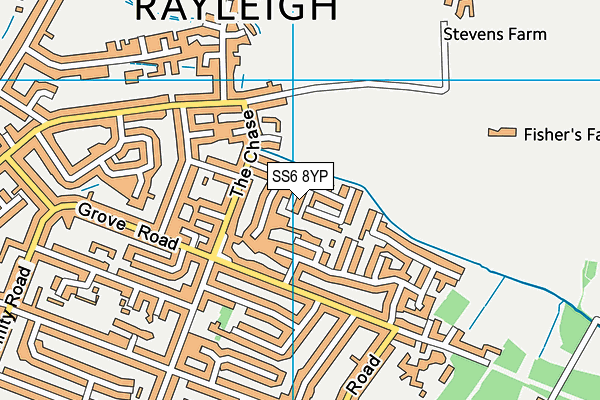 SS6 8YP map - OS VectorMap District (Ordnance Survey)