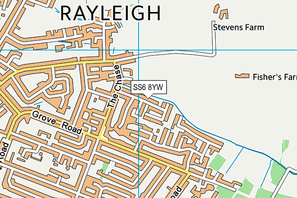 SS6 8YW map - OS VectorMap District (Ordnance Survey)