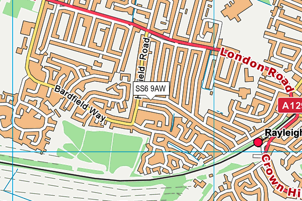 SS6 9AW map - OS VectorMap District (Ordnance Survey)