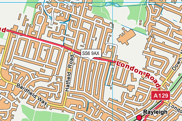 SS6 9AX map - OS VectorMap District (Ordnance Survey)
