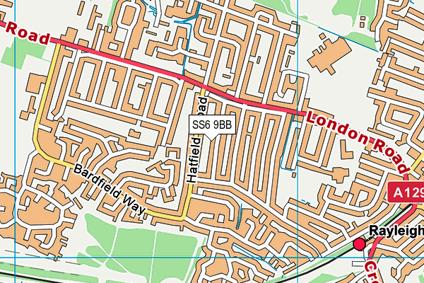 SS6 9BB map - OS VectorMap District (Ordnance Survey)