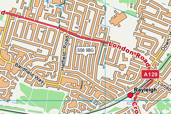 SS6 9BG map - OS VectorMap District (Ordnance Survey)