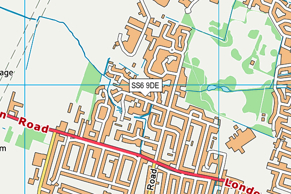 SS6 9DE map - OS VectorMap District (Ordnance Survey)