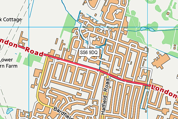 SS6 9DQ map - OS VectorMap District (Ordnance Survey)