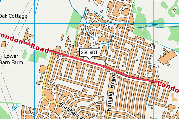 Rayleigh Town Sports And Social Club map (SS6 9DT) - OS VectorMap District (Ordnance Survey)