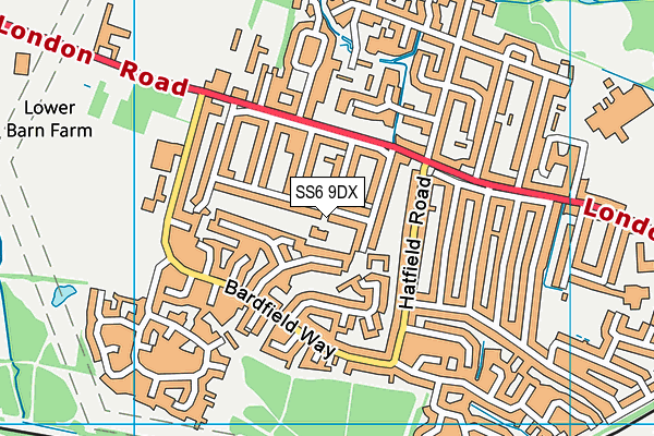 SS6 9DX map - OS VectorMap District (Ordnance Survey)