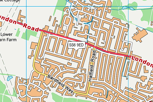 SS6 9ED map - OS VectorMap District (Ordnance Survey)