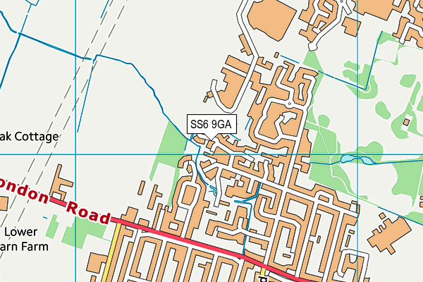 SS6 9GA map - OS VectorMap District (Ordnance Survey)