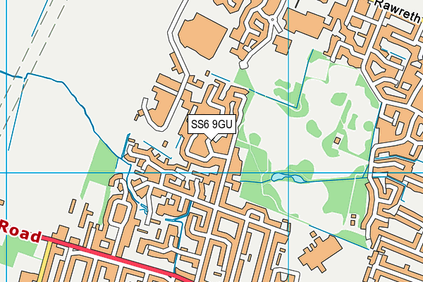 SS6 9GU map - OS VectorMap District (Ordnance Survey)