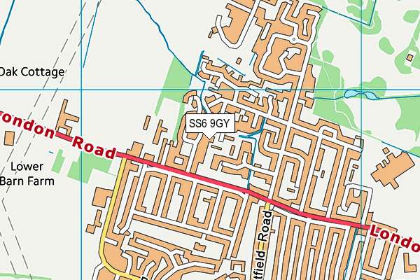 SS6 9GY map - OS VectorMap District (Ordnance Survey)
