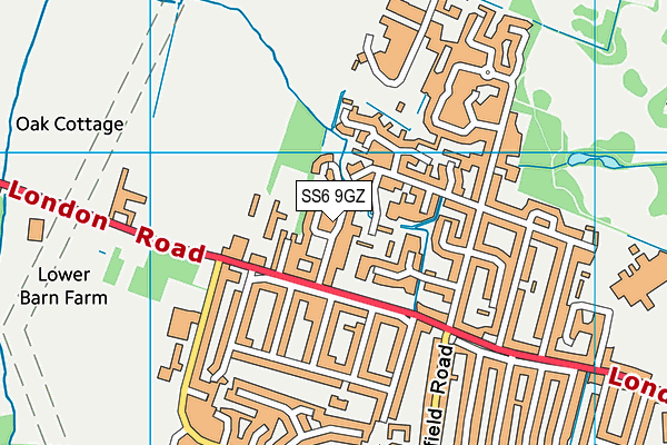 SS6 9GZ map - OS VectorMap District (Ordnance Survey)