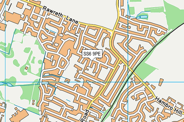 SS6 9PE map - OS VectorMap District (Ordnance Survey)