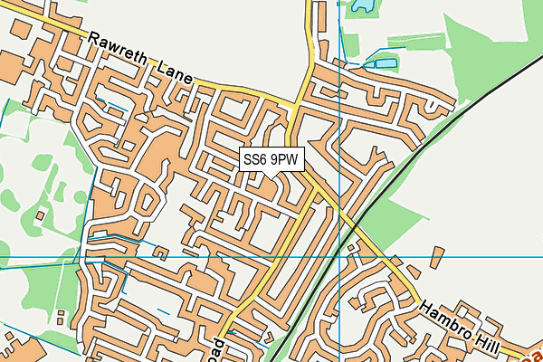 SS6 9PW map - OS VectorMap District (Ordnance Survey)