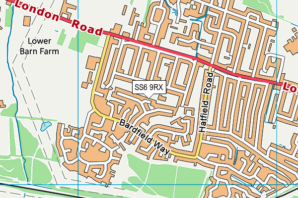 SS6 9RX map - OS VectorMap District (Ordnance Survey)