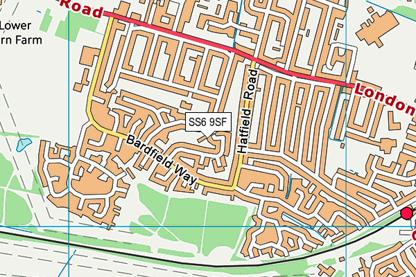 SS6 9SF map - OS VectorMap District (Ordnance Survey)