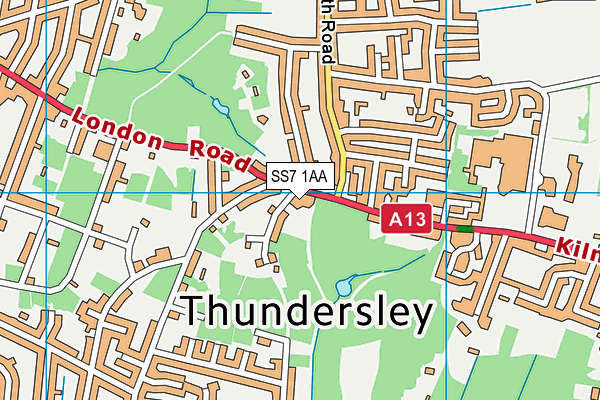 SS7 1AA map - OS VectorMap District (Ordnance Survey)