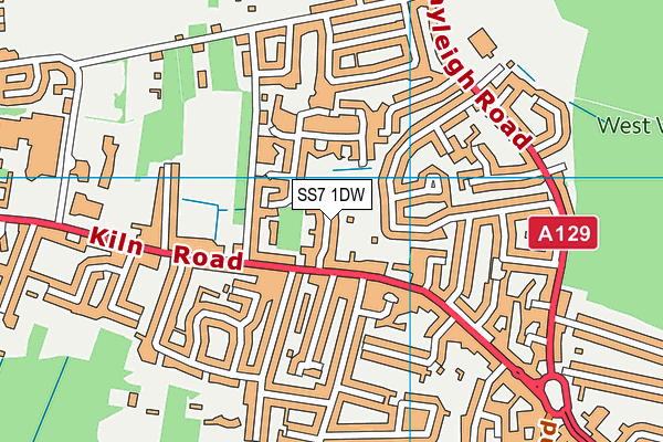 SS7 1DW map - OS VectorMap District (Ordnance Survey)