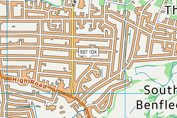 SS7 1DX map - OS VectorMap District (Ordnance Survey)