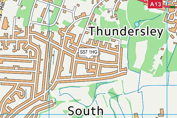 SS7 1HG map - OS VectorMap District (Ordnance Survey)