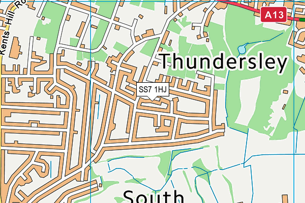 SS7 1HJ map - OS VectorMap District (Ordnance Survey)