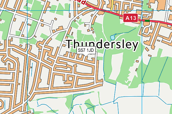 SS7 1JD map - OS VectorMap District (Ordnance Survey)