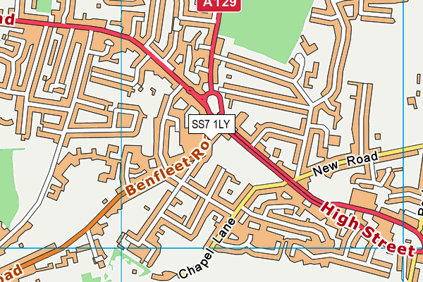 SS7 1LY map - OS VectorMap District (Ordnance Survey)