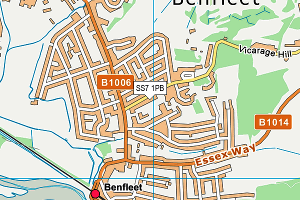 SS7 1PB map - OS VectorMap District (Ordnance Survey)