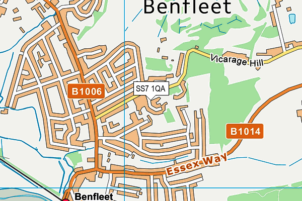 SS7 1QA map - OS VectorMap District (Ordnance Survey)