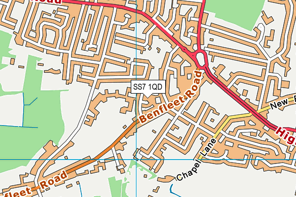 SS7 1QD map - OS VectorMap District (Ordnance Survey)