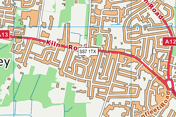 SS7 1TX map - OS VectorMap District (Ordnance Survey)