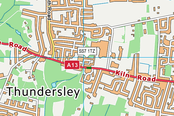 SS7 1TZ map - OS VectorMap District (Ordnance Survey)