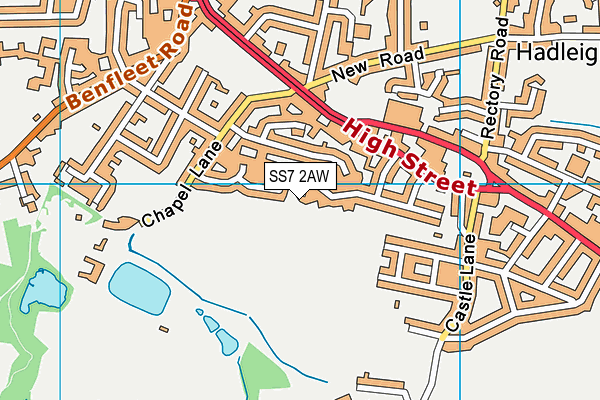 SS7 2AW map - OS VectorMap District (Ordnance Survey)