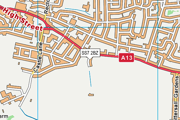 SS7 2BZ map - OS VectorMap District (Ordnance Survey)