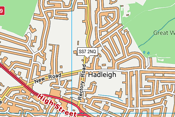 Hadleigh Hall map (SS7 2NQ) - OS VectorMap District (Ordnance Survey)