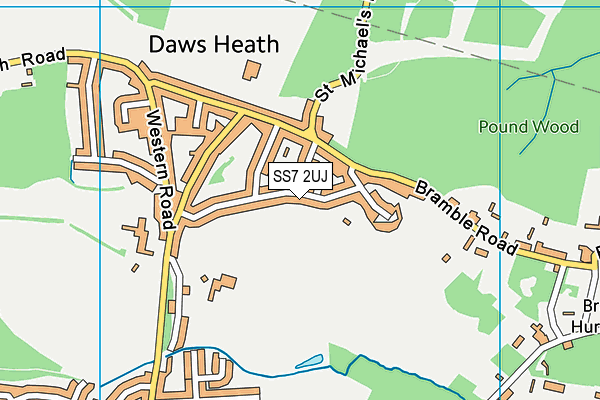 SS7 2UJ map - OS VectorMap District (Ordnance Survey)