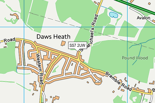 SS7 2UW map - OS VectorMap District (Ordnance Survey)