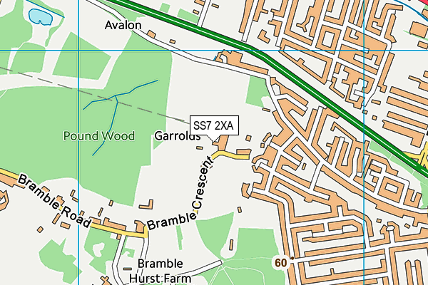 SS7 2XA map - OS VectorMap District (Ordnance Survey)