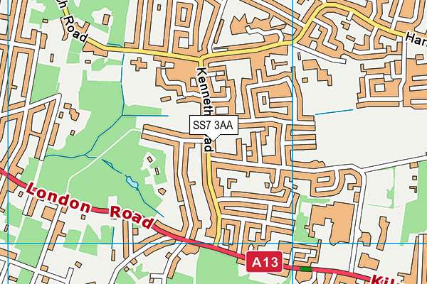 SS7 3AA map - OS VectorMap District (Ordnance Survey)