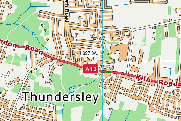 SS7 3AJ map - OS VectorMap District (Ordnance Survey)