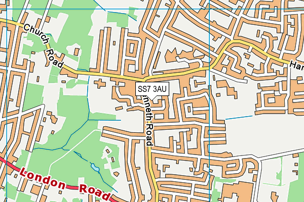 SS7 3AU map - OS VectorMap District (Ordnance Survey)