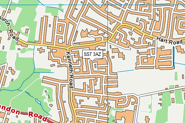 SS7 3AZ map - OS VectorMap District (Ordnance Survey)